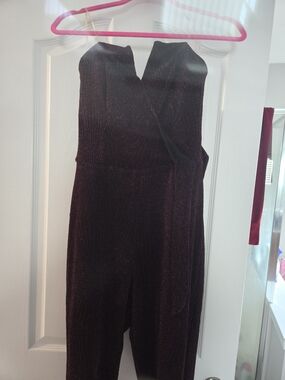 Trixxi Strapless Sparkle Romper in Plum